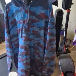 Champion Blue and Red Camouflage Hoodie